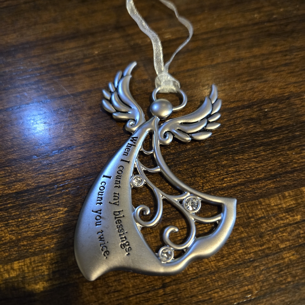 Inspirational Silver Angel Ornament - Picture 4 of 4